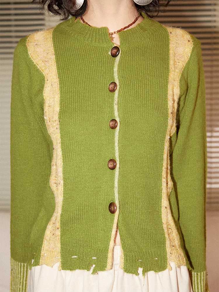 Yellow green knit sweater