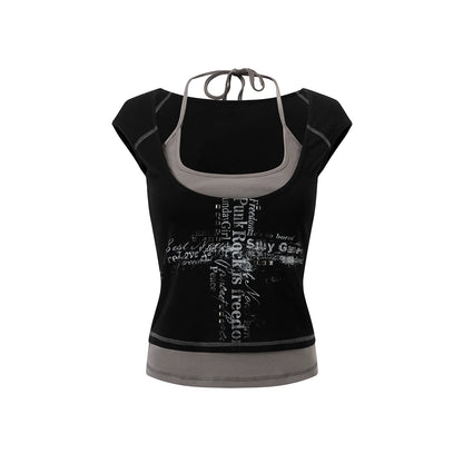 Silver Graffiti Cross T-Shirt