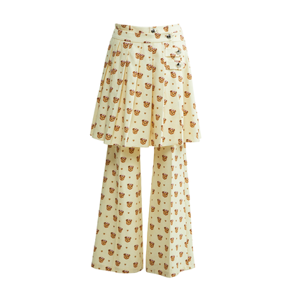 Detachable Pleated Two-Wear Slimming Culottes Pants Set