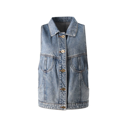 Summer Blue Washed Denim Vest