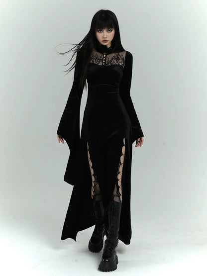 Gothic Velvet Drapy Long Dress