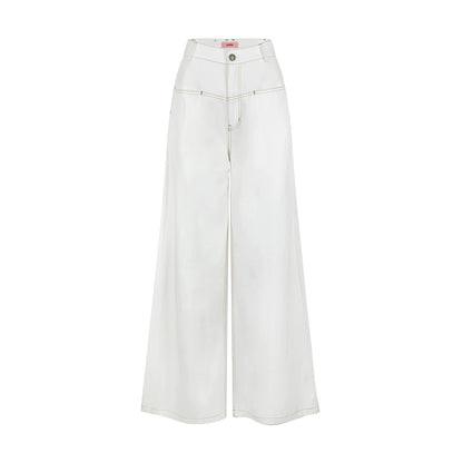Retro Wide-Leg White Pants