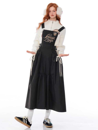 Embroidered suspender dress