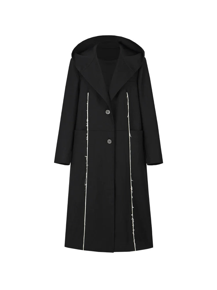 Hooded Long Black Blazer Jacket