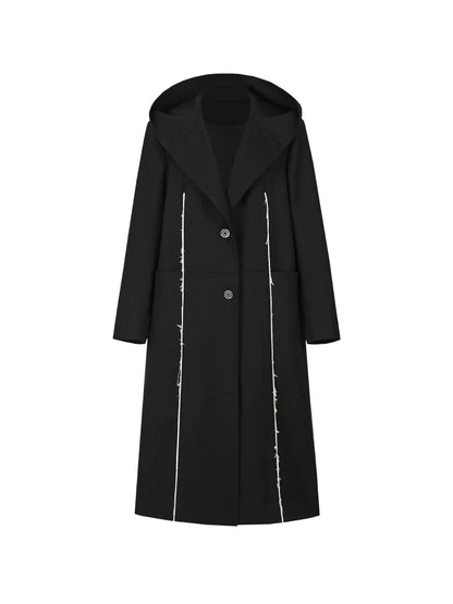 Hooded Long Black Blazer Jacket