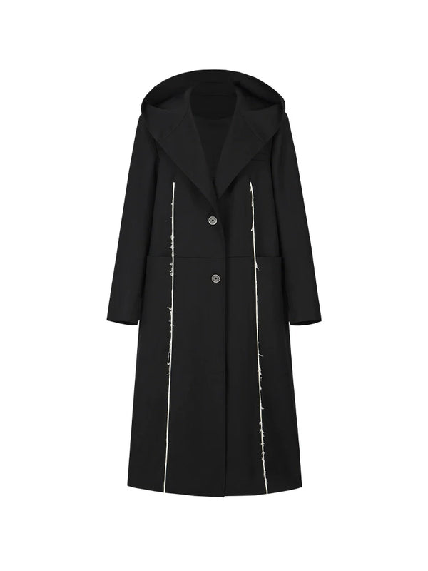 Loose hooded long blazer