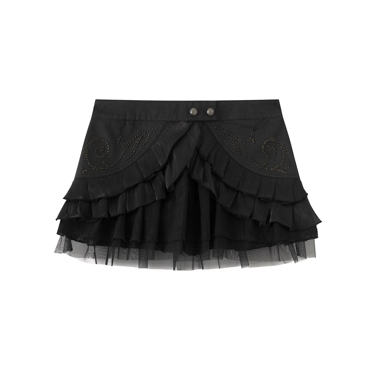 Retro Rivet Mesh Skirt
