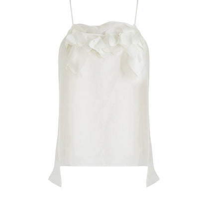 White Floral Camisole Skirt Set-Up