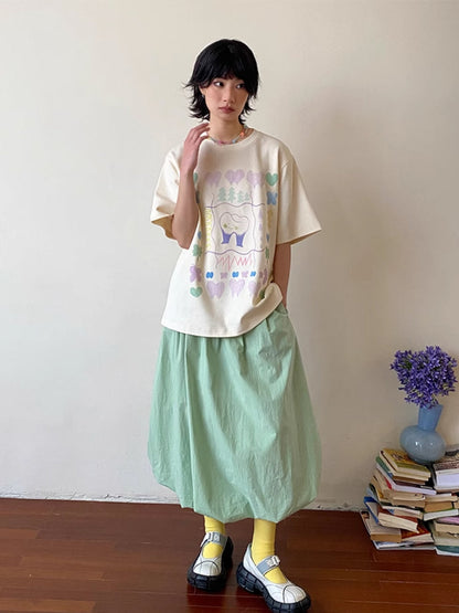 4 Color Bud Long Skirt