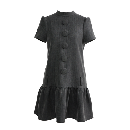 Dark Grey Large Button Dress