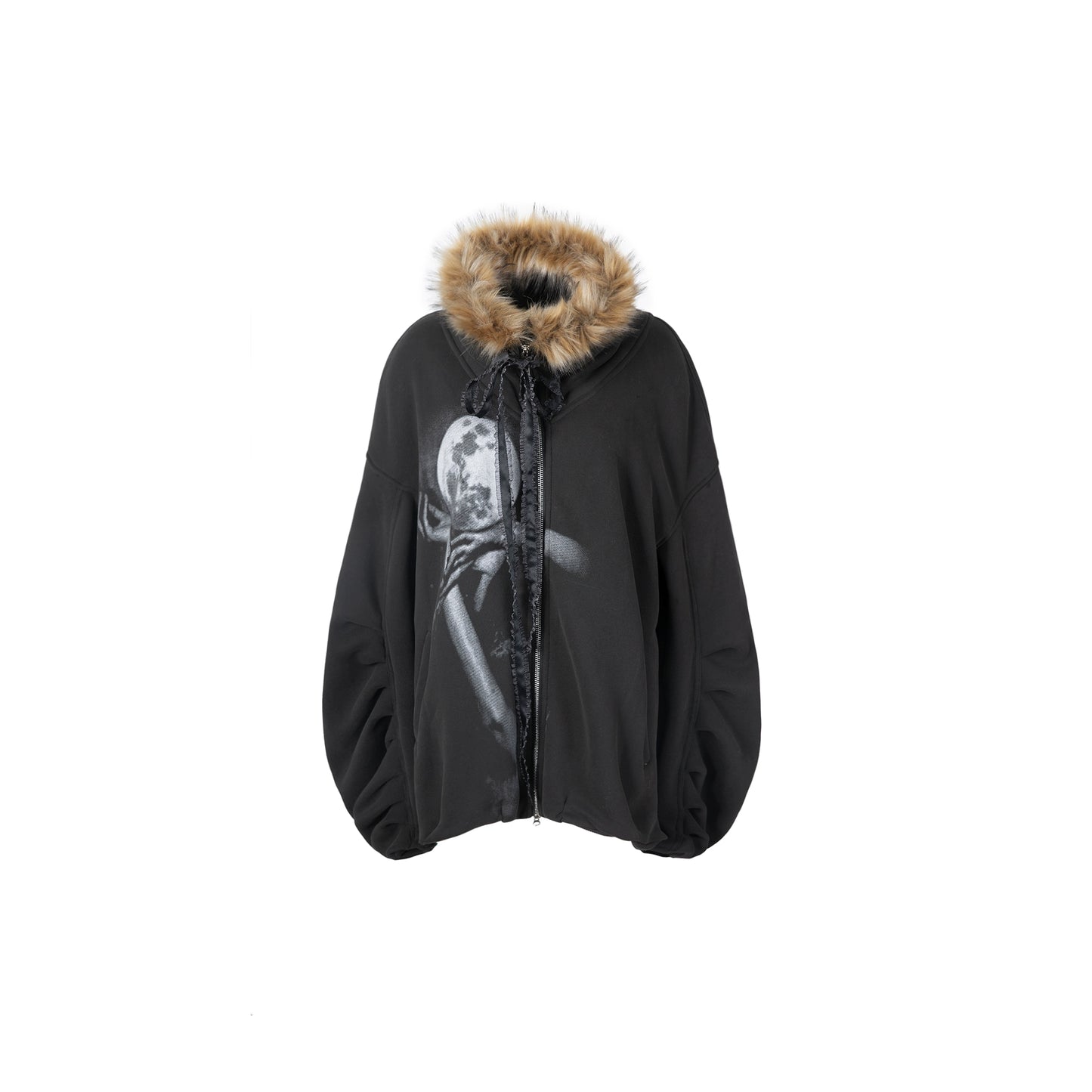 Polar Fleece Oversize Fur Collar Jacket