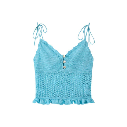 Wool Sequin Ruffle Knit Top