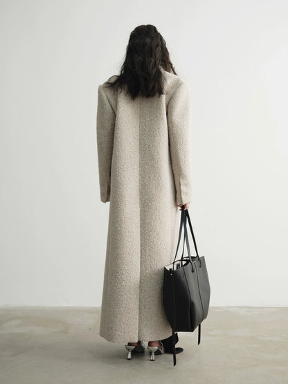 Grainy texture woolen long coat