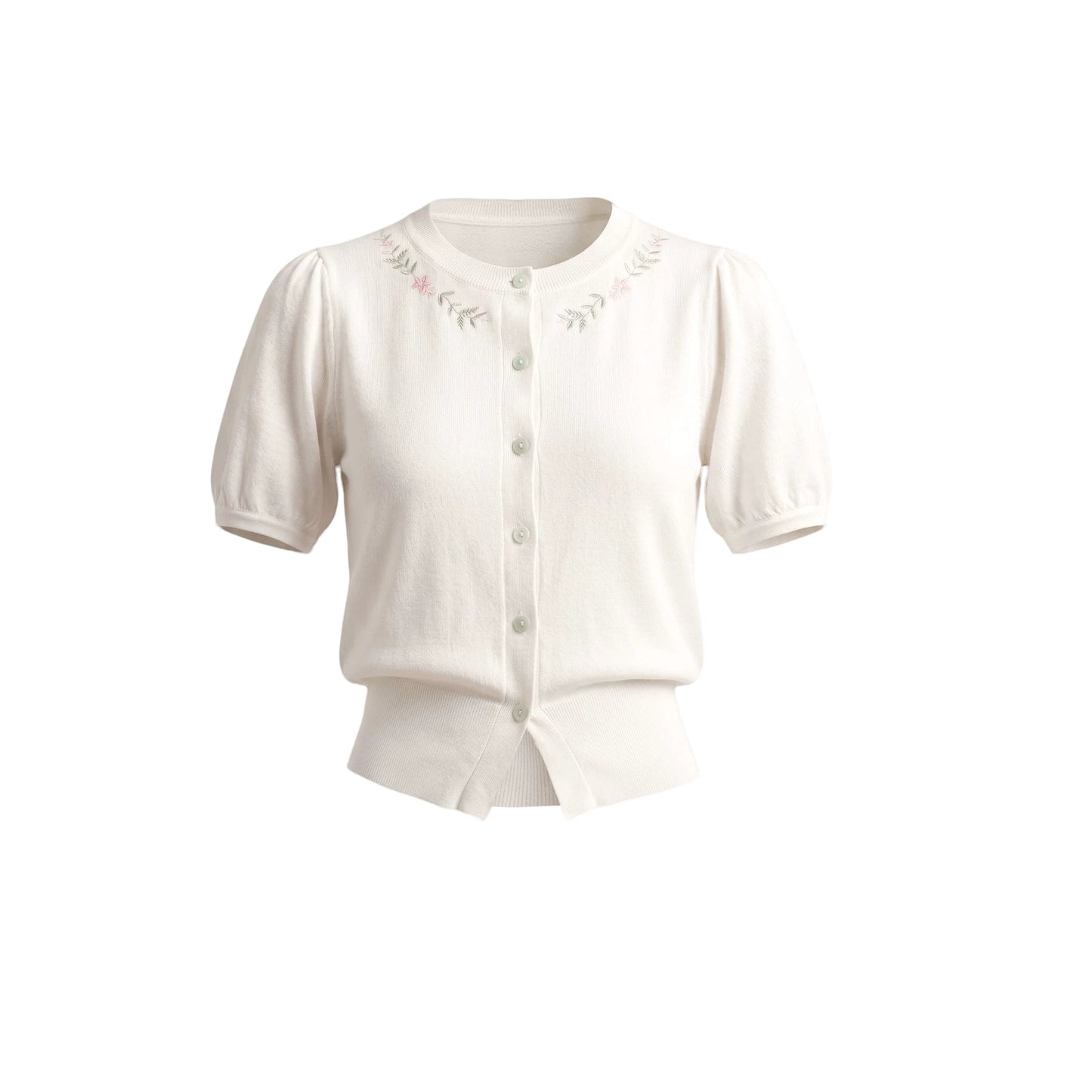 Embroidered Knit Cardigan Top Set-Up