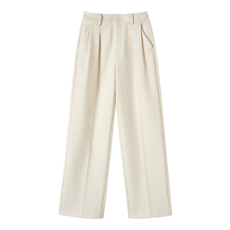 high-rise straight casual pants