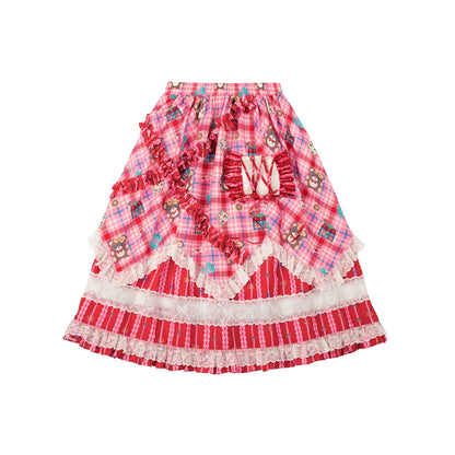 Plaid Lace Blazer & Skirt Set-Up