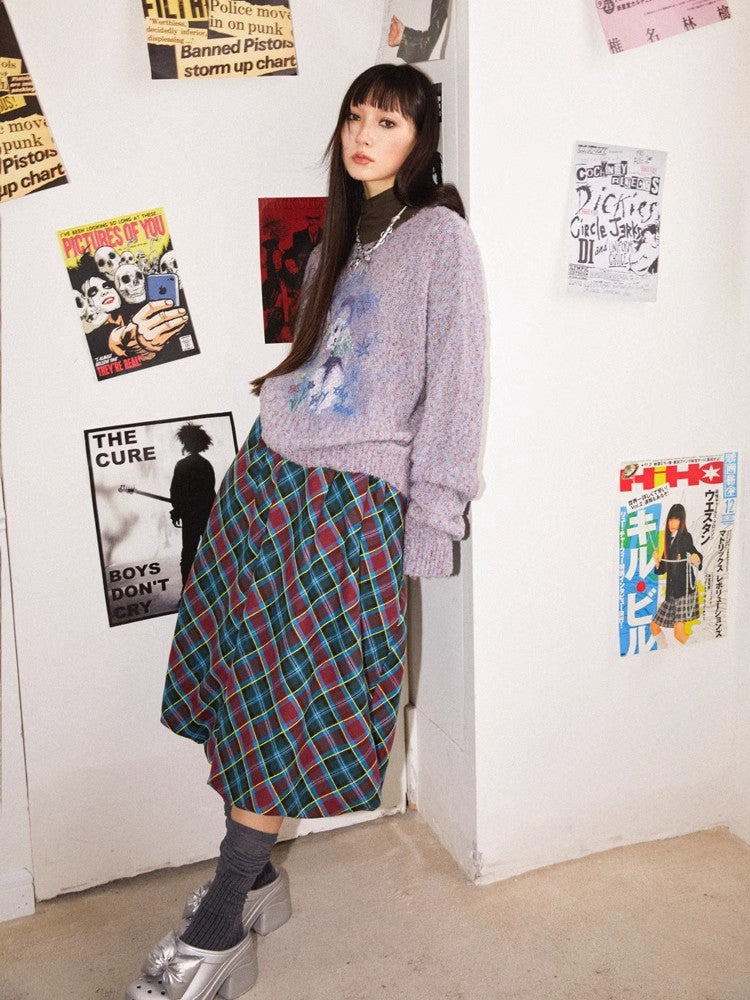 Plaid bud skirt