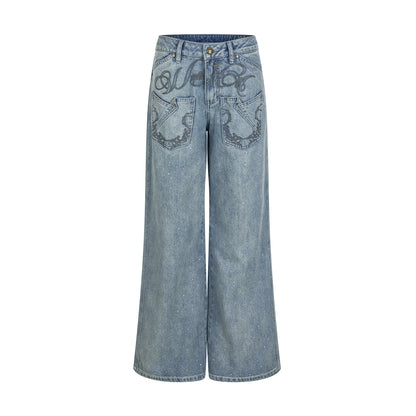 Vintage Embroidered Denim Pants