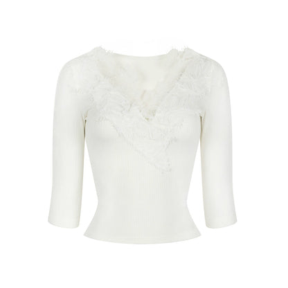 Lace Floral V-Neck Top