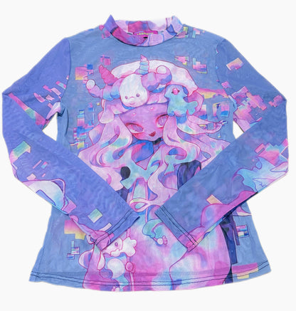 Sweet Spicy Long-Sleeved Mesh T-Shirt