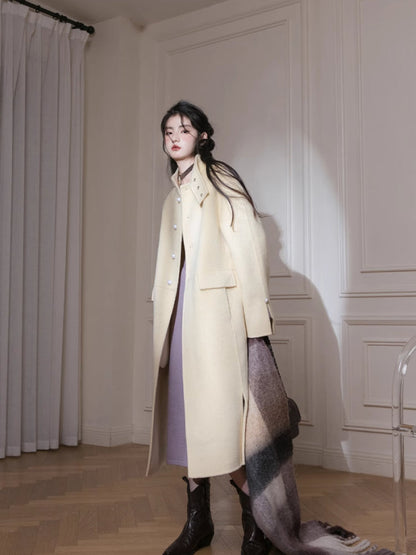 Slit wool coat