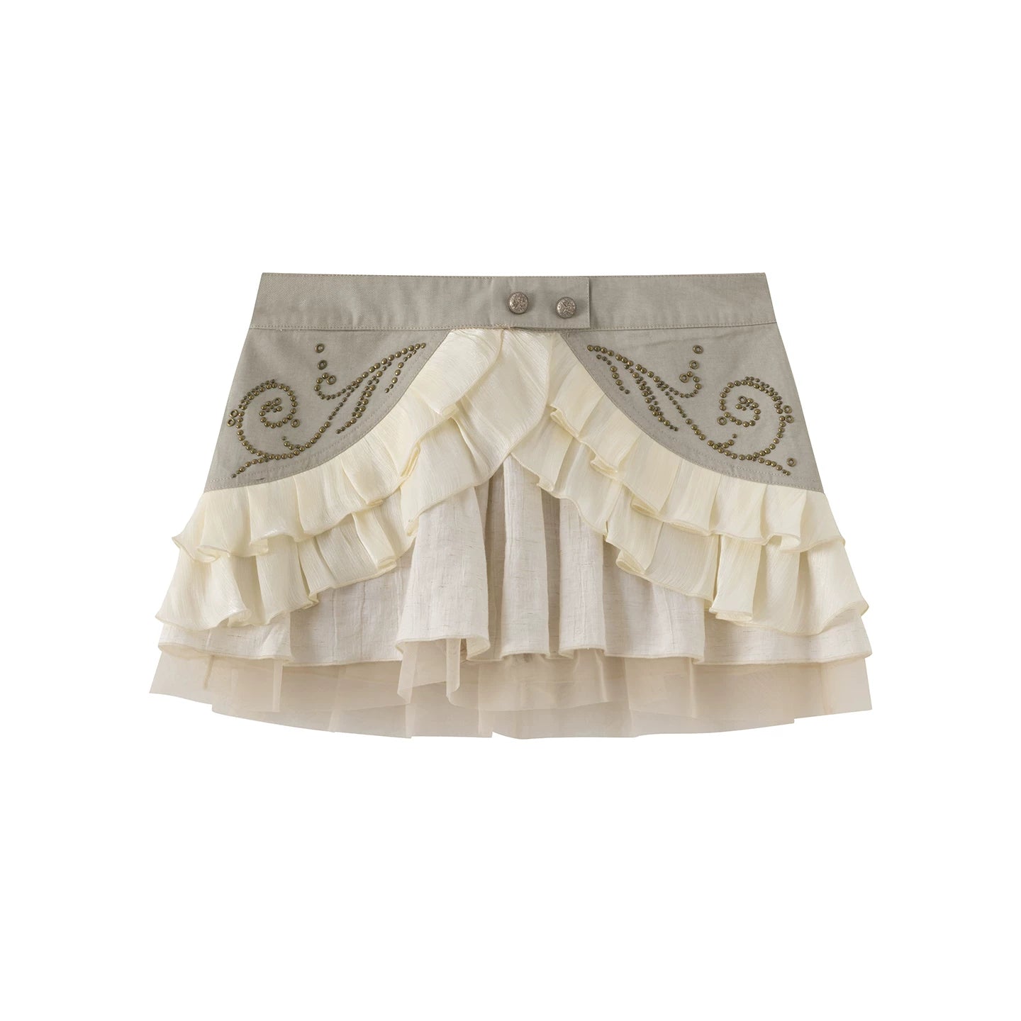 Retro Rivet Mesh Skirt