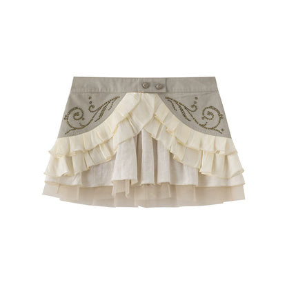 Retro Rivet Mesh Skirt