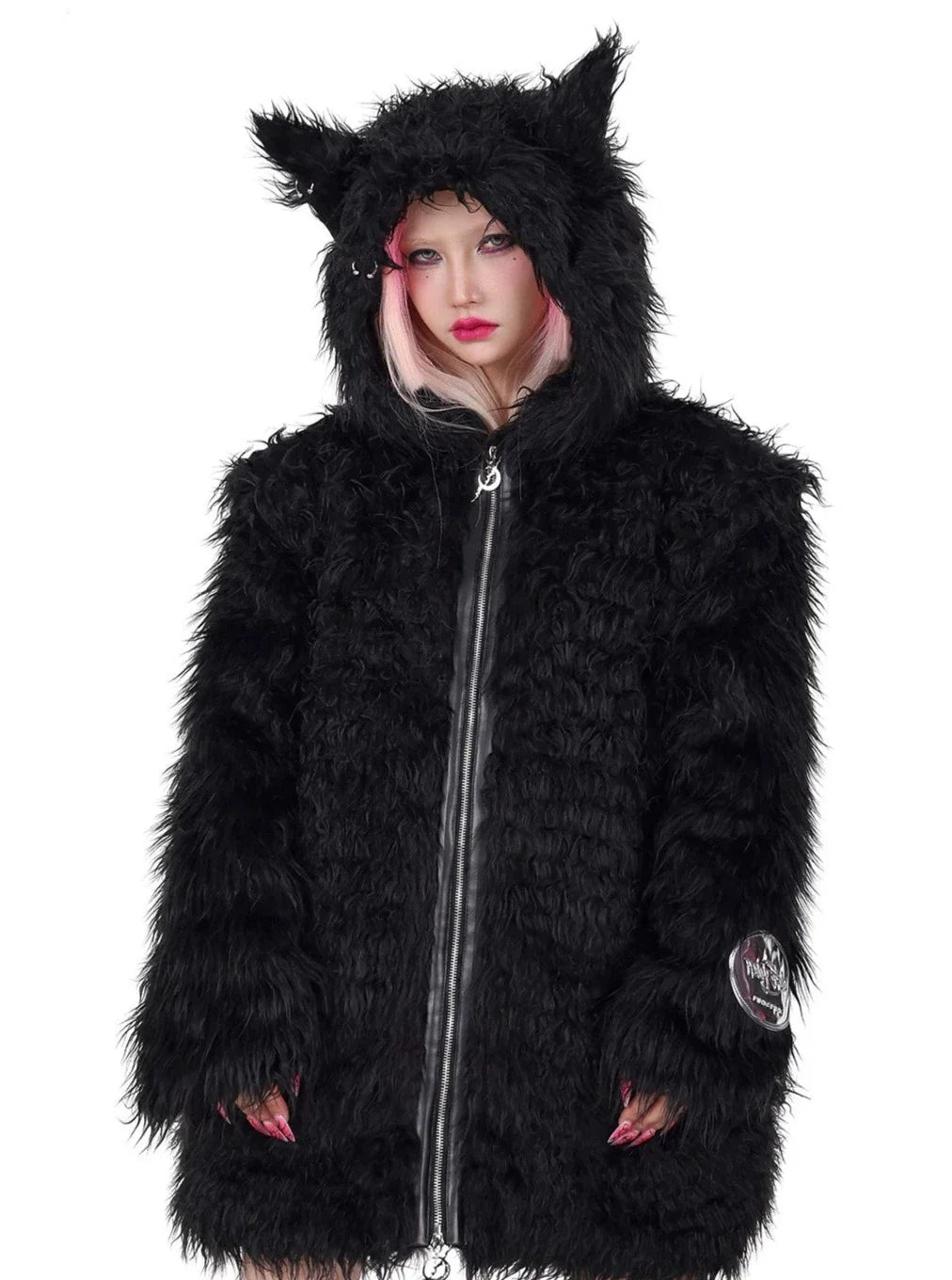 Cat Ear Demon Hooded Punk Fur Jacket