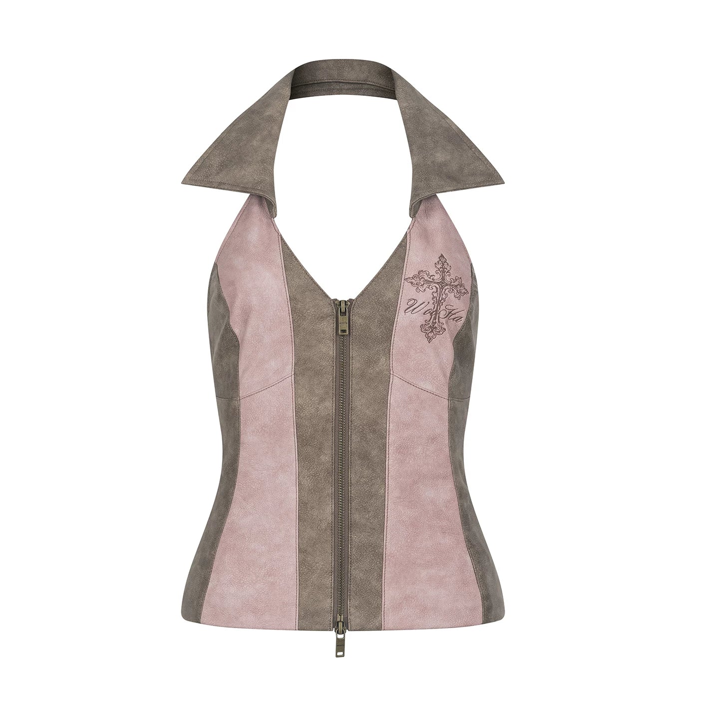 Retro Lapel Halter Vest