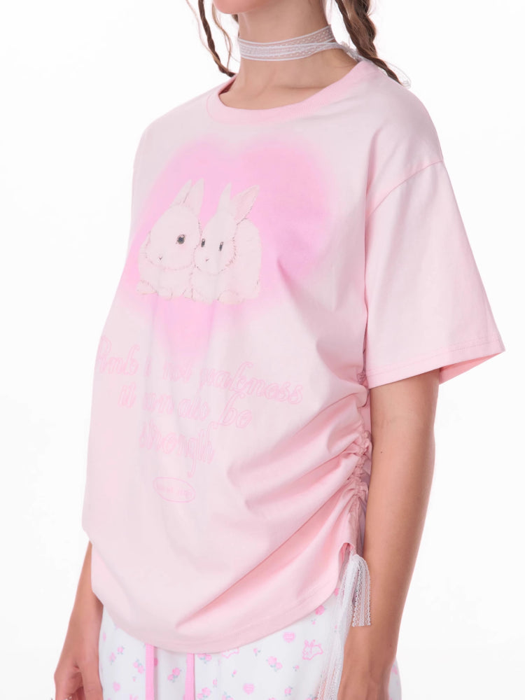 Loose Love Rabbit Print Short Sleeve T-Shirt