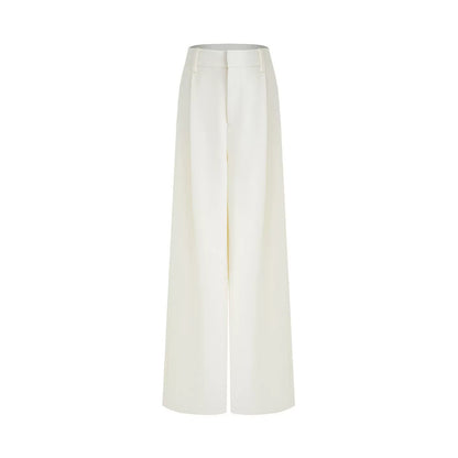 Off-White Pleated Wide-Leg Pants