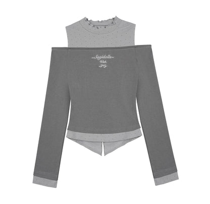 Energetic Two-Tone Off-Shoulder Top