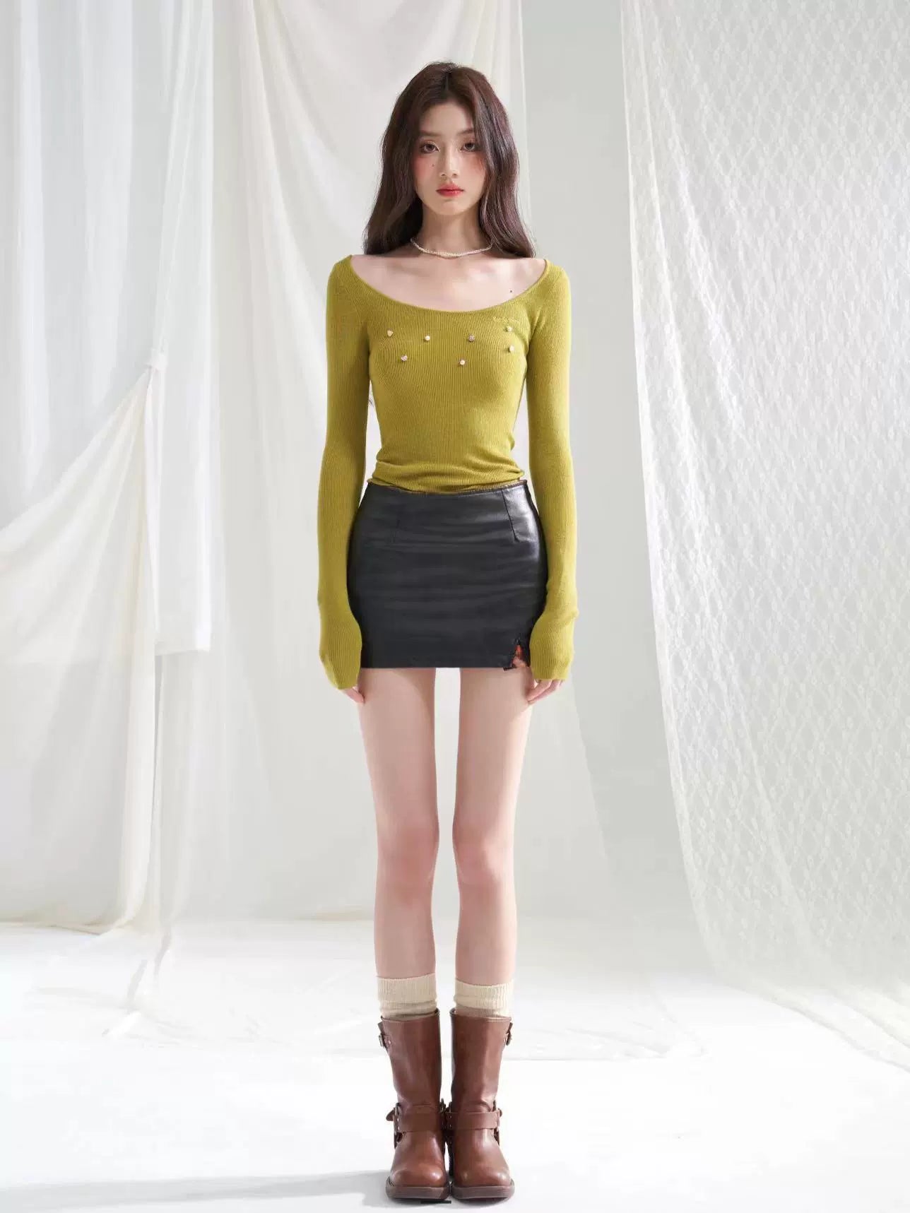 RunRunSweet wool knit slim long sleeve top