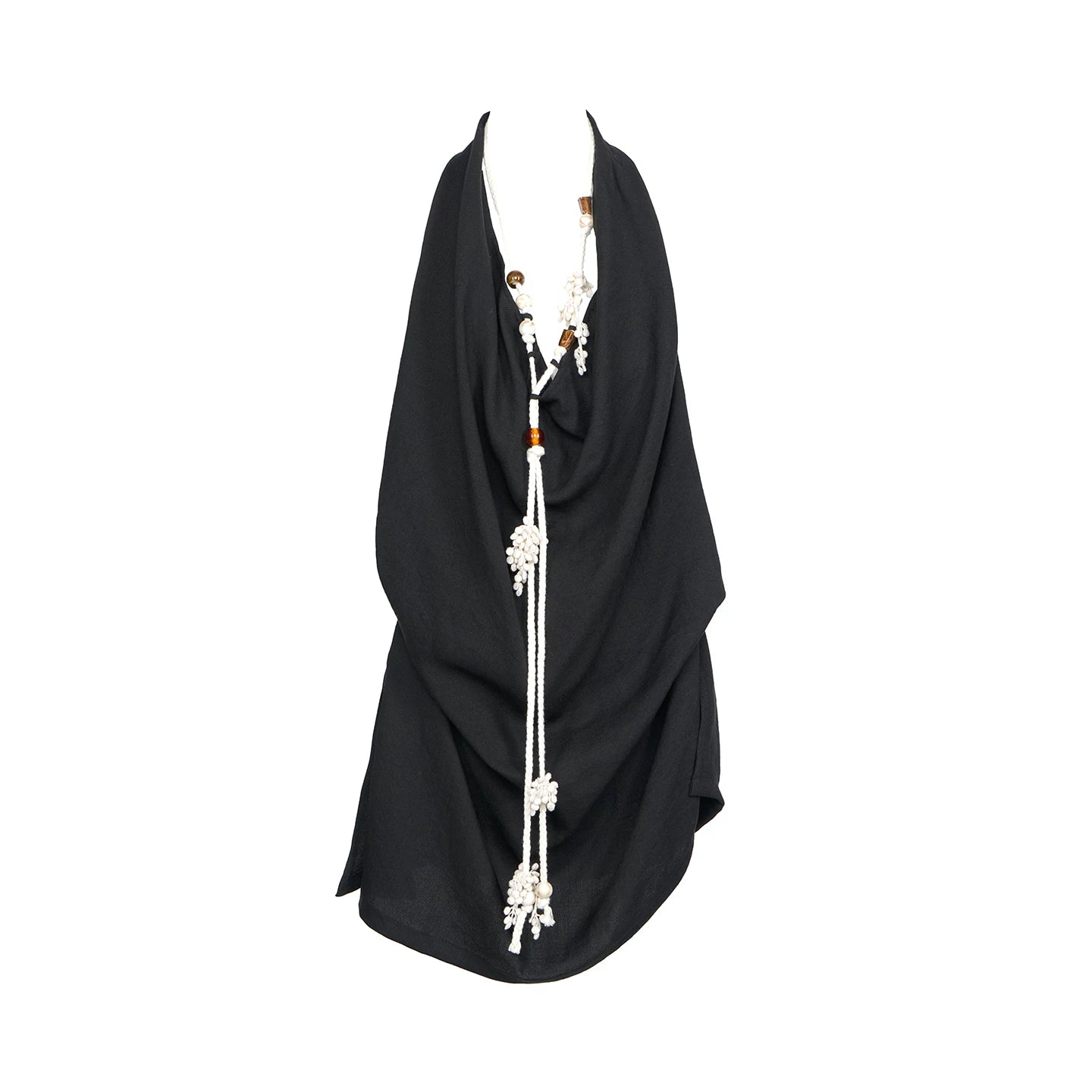 Black Beaded Halter Vest