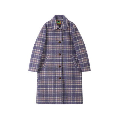 Autumn Plaid Purple Woolen Coat