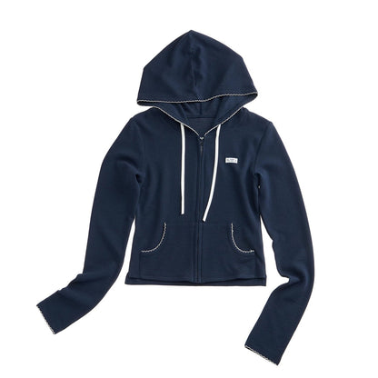 Lightweight Waffle Knit Hooded Jacket