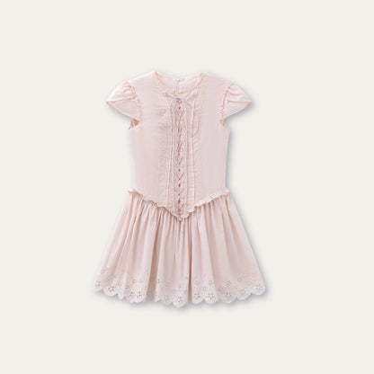 Quiet Pink Embroidered Tea Dress