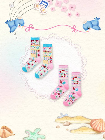 Retro color cotton socks set