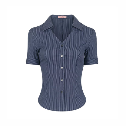 Summer Striped Slim Blouse