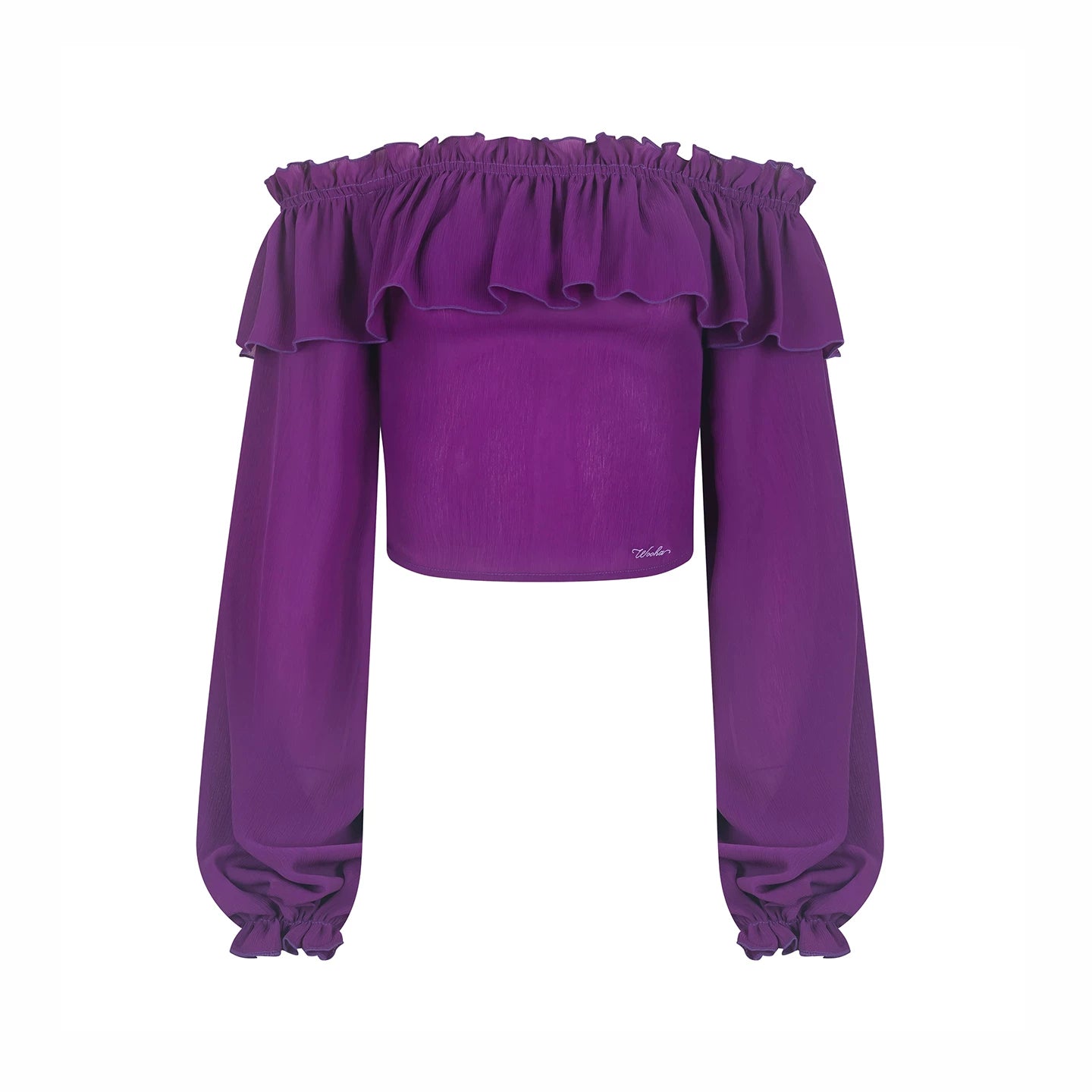 Ruffled Off-Shoulder Chiffon Blouse