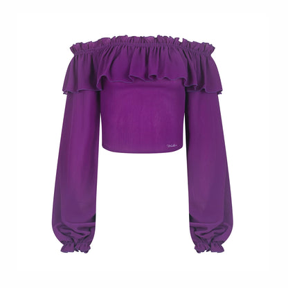 Ruffled Off-Shoulder Chiffon Blouse