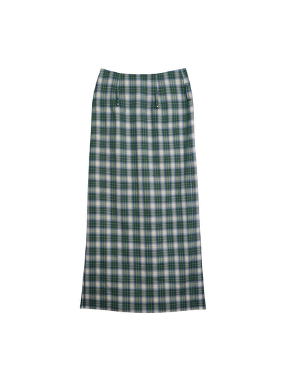 Vintage Long Straight Pleated Skirt