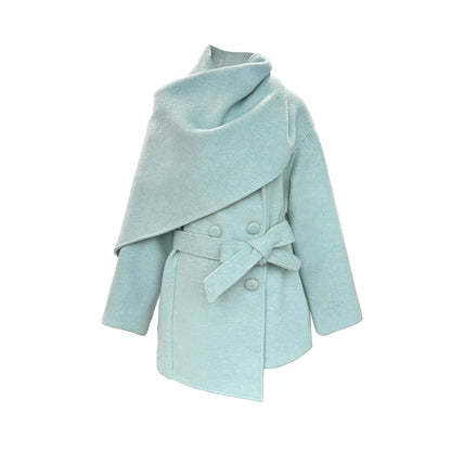 Shawl Cape Tie-Up Wool Coat