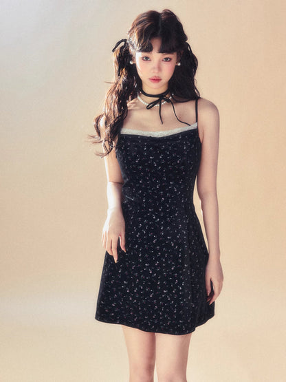 Velvet suspender dress