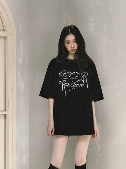 Round neck printed oversized T-shirt