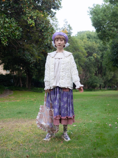 Apricot ruffle collar shirt