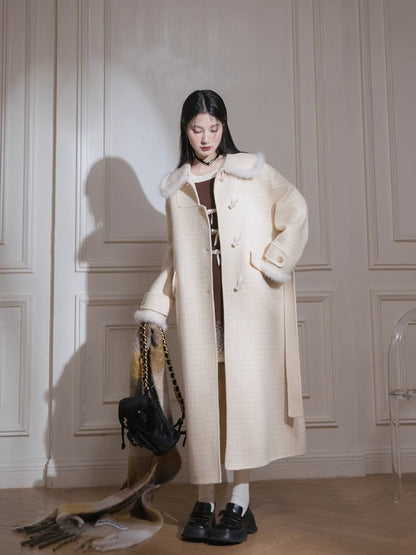 Mink long wool coat