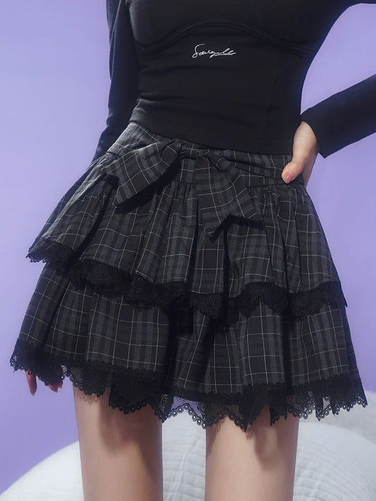 Plaid Bow Cake Skirt