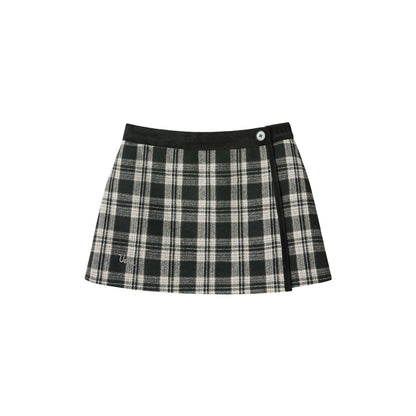 Plaid Corduroy Wool Skirt