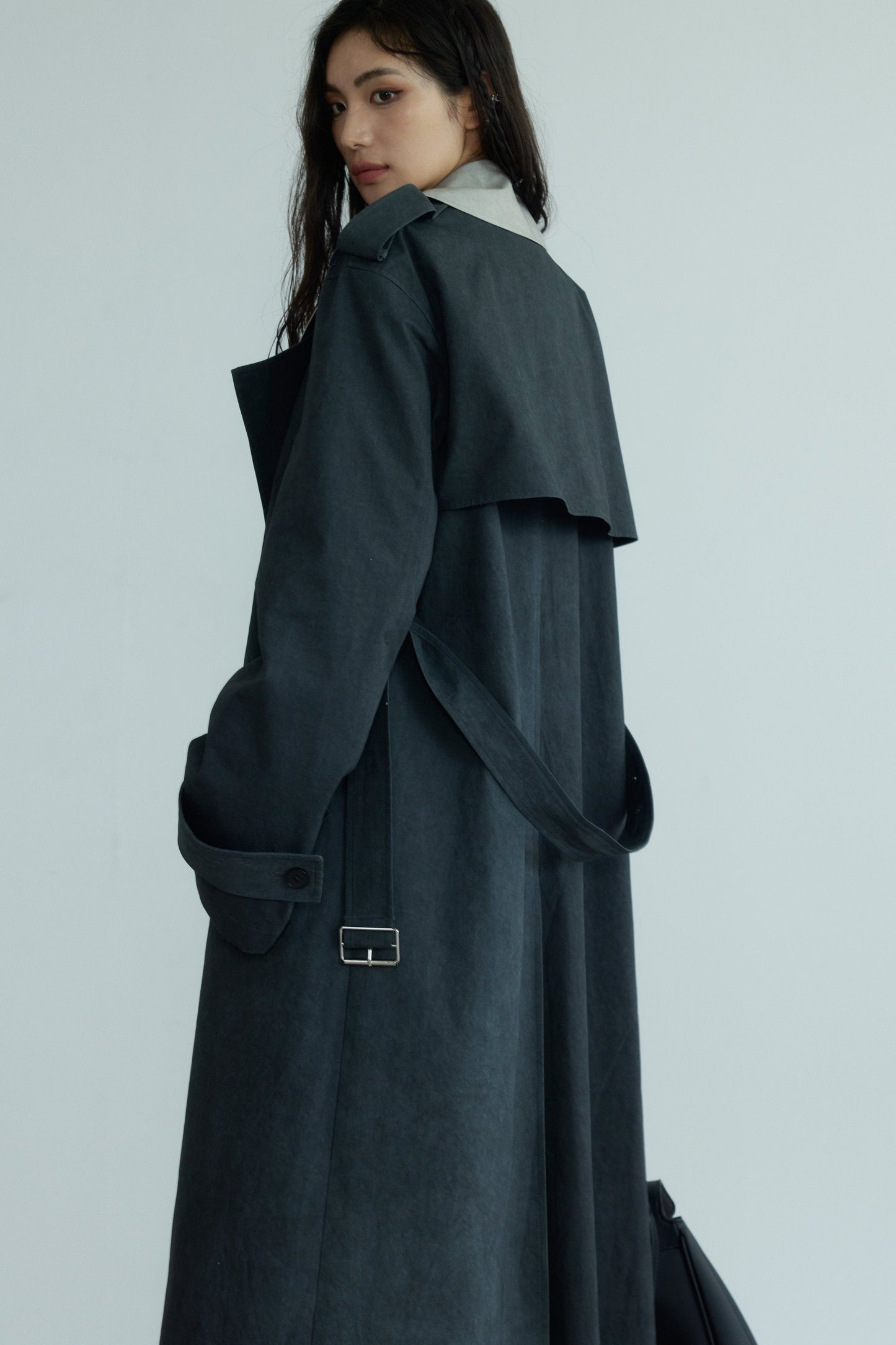 Contrast Stitching Genderless Trench Coat